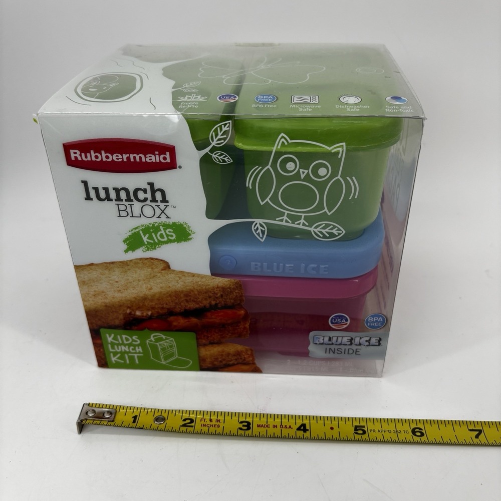 Rubbermaid LunchBlox Kids Lunch Kit Blue Green Modular Food Containers 1971230